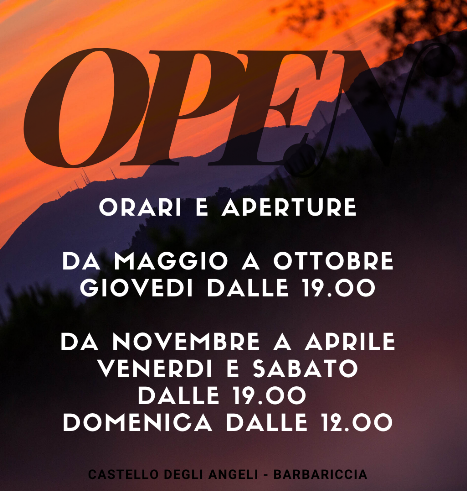 Orari Barbarccia Ristorante aperitivi eventi Castello degli Angeli